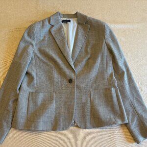 LANDS' END Women's Size 10P Light Gray Grey Single Button Blazer Polyester/Wool